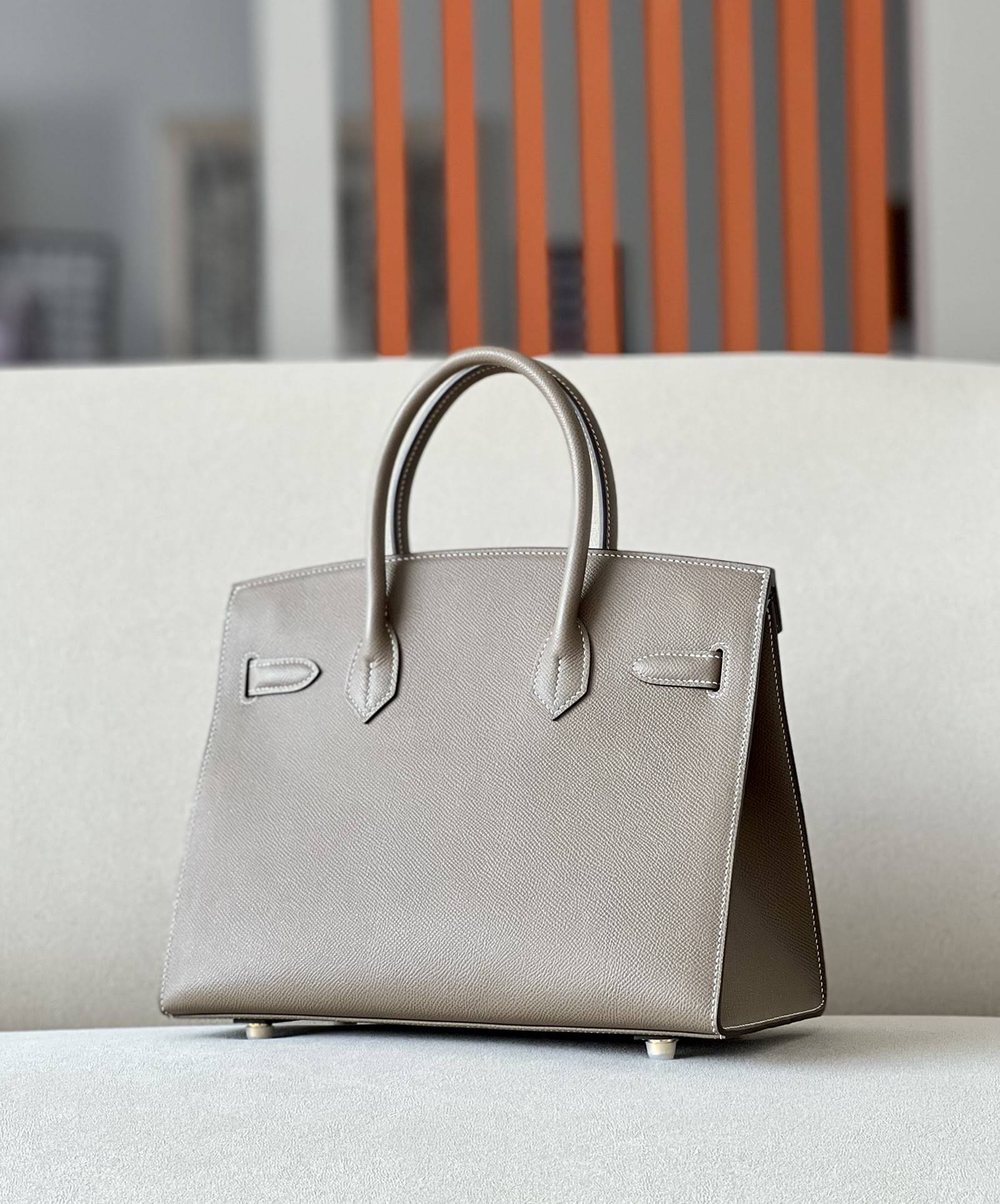 HERMES Birkin 30 Bag /CK18 Elephant Grey with Gold Buckle Epsom  