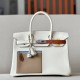 HERMES Birkin 30 Bag /Nata Cream White / OM Milk Tea Color / 6C Antique Bronze / 9R Lemon Yellow / X9 Hollyhock Purple / CK37 Gold Brown / T0 Haze Blue with Silver Buckle Swift  