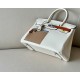 HERMES Birkin 30 Bag /Nata Cream White / OM Milk Tea Color / 6C Antique Bronze / 9R Lemon Yellow / X9 Hollyhock Purple / CK37 Gold Brown / T0 Haze Blue with Silver Buckle Swift  