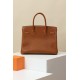 HERMES Birkin 30 Bag /CK37 Gold Brown with Gold Buckle Barenia Faubourg