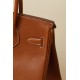 HERMES Birkin 30 Bag /CK37 Gold Brown with Gold Buckle Barenia Faubourg