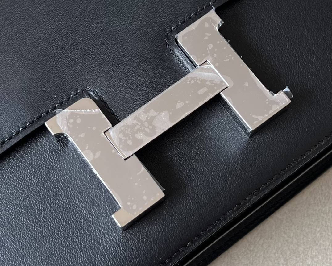 HERMES Constance 19 Bag/CK89 Black/Silver Buckle/Swift Leather