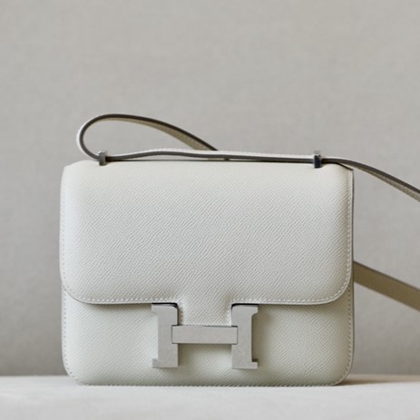 HERMES Constance 19 Bag/CC10 Milkshake White/Silver Buckle/Epsom Leather  