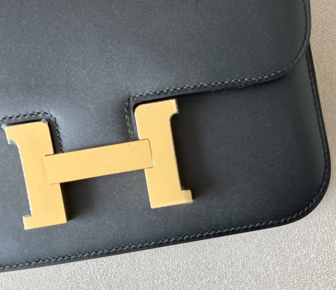 HERMES Constance 19 Bag/CK89 Black/Gold Buckle Matte Box  