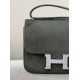 HERMES Constance 19 Bag/C6 Gray Green/Silver Buckle/Suede  