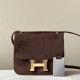 HERMES Constance 19 Bag/4A Coffee/Brown Gold Buckle/Suede  