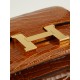 HERMES Constance 19 Bag/Bright Faced Alligator /Tobacco/Gold Buckle