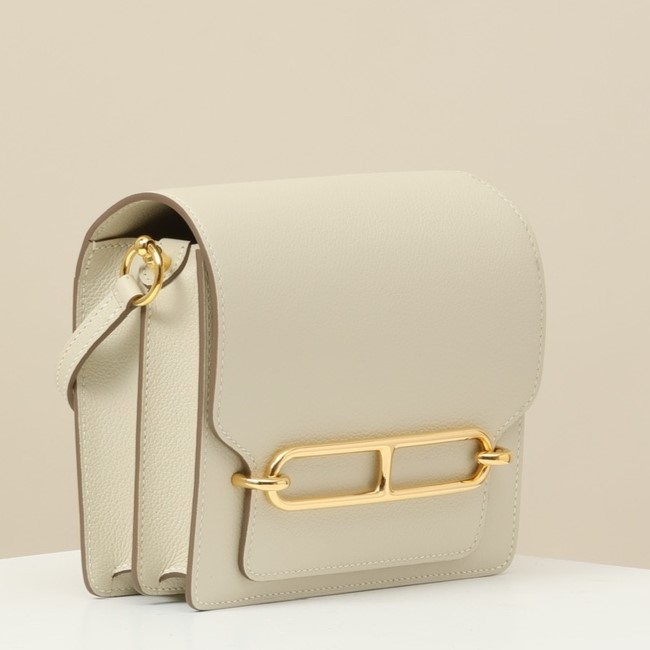 HERMES Roulis 19 Bag /CC10 Milkshake White/Gold Buckle/Evercolor Leather  