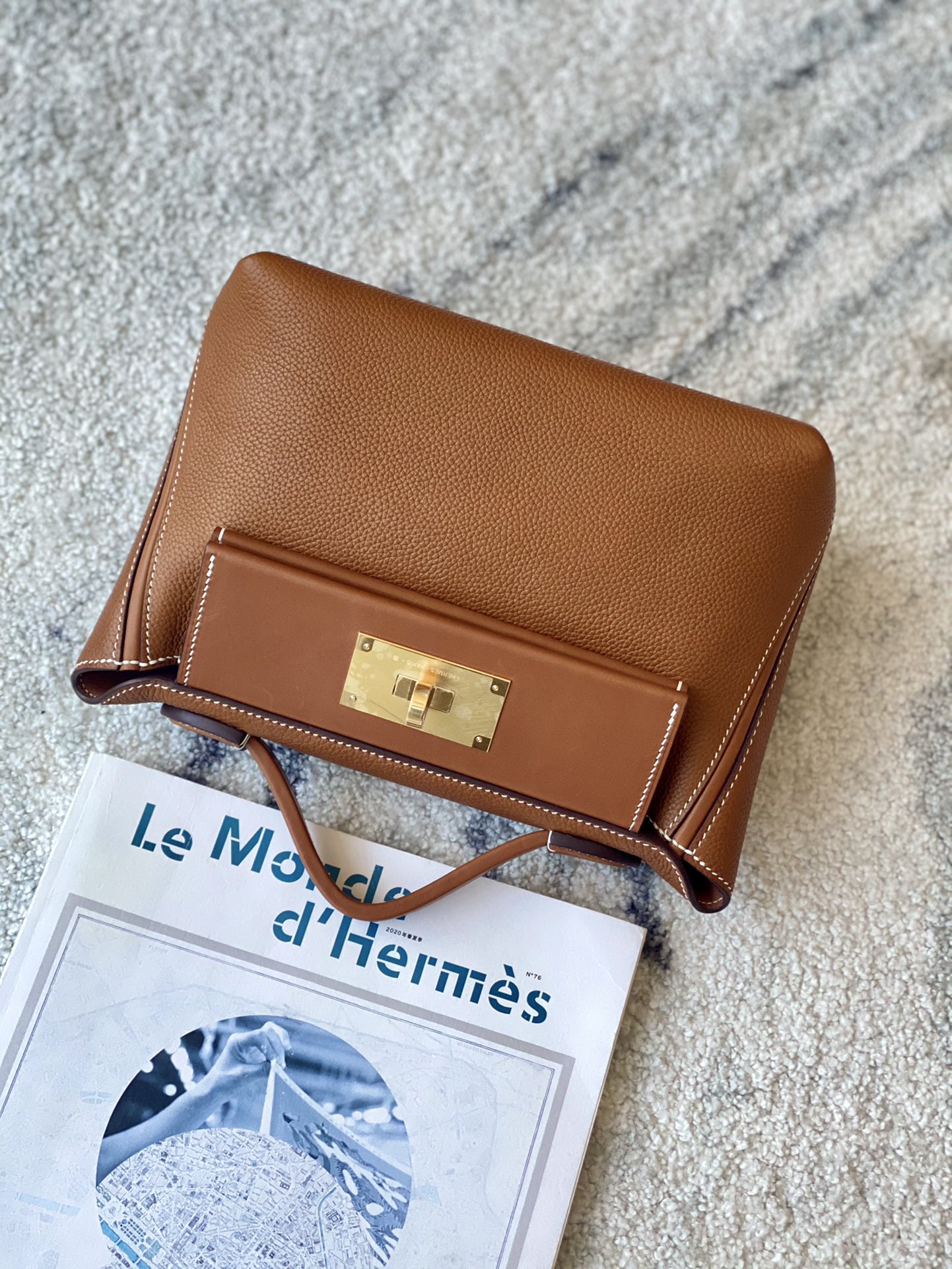 HERMES Kelly 2024 21 Bag /CK37 Gold Brown/Gold Buckle/Barenia Faubourg/Saddle  