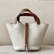 HERMES Picotin Lock 18 Bag /Nata Cream White / CK37 Gold Brown / Silver Buckle / TC  