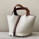 HERMES Picotin Lock 18 Bag /Nata Cream White / CK37 Gold Brown / Silver Buckle / TC  