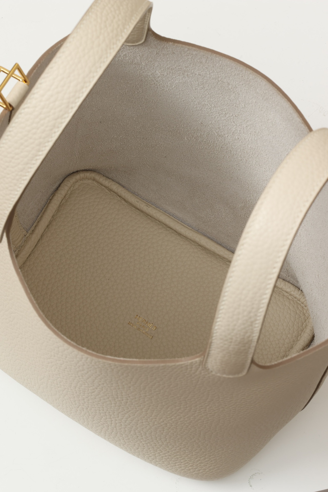 HERMES Picotin Lock 18 Bag /CC10 Milkshake White / Gold Buckle / TC Leather  