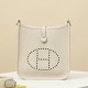 HERMES Evelyne 17 Bag /CC10 Milkshake White / Silver Buckle / Clemence Leather  