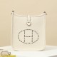 HERMES Evelyne 17 Bag /I2 Cream White / Silver Buckle / Clemence Leather  