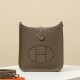 HERMES Evelyne 17 Bag /CK18 Elephant Gray / Silver Buckle / Clemence Leather  