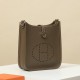 HERMES Evelyne 17 Bag /CK18 Elephant Gray / Silver Buckle / Clemence Leather  