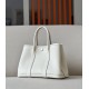 HERMES Garden Party 30 Handmade Bag /I2 Cream White / Silver Buckle / Epsom Leather  