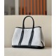 HERMES Garden Party 30 Handmade Bag /CC10 Milkshake White / CK89 Black-White / Silver Buckle / NE Canvas  