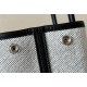 HERMES Garden Party 30 Handmade Bag /CC10 Milkshake White / CK89 Black-White / Silver Buckle / NE Canvas  