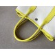 HERMES Garden Party 30 Handmade Bag /8L Glacier White / 9R Lemon Yellow / Silver Buckle / NE Canvas  