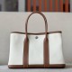 HERMES Garden Party 30 Handmade Bag /CC10 Milkshake White / CK37 Gold-Brown / Canvas / Silver Buckle / NE Canvas  