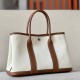 HERMES Garden Party 30 Handmade Bag /CC10 Milkshake White / CK37 Gold-Brown / Canvas / Silver Buckle / NE Canvas  