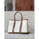 HERMES Garden Party 30 Handmade Bag /CC10 Milkshake White / CK37 Gold-Brown / Canvas / Silver Buckle / NE Canvas  