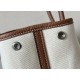 HERMES Garden Party 30 Handmade Bag /CC10 Milkshake White / CK37 Gold-Brown / Canvas / Silver Buckle / NE Canvas  