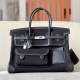 HERMES Birkin 40 Bag /CK89 Black/Silver Buckle/SW/Canvas  