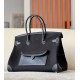 HERMES Birkin 40 Bag /CK89 Black/Silver Buckle/SW/Canvas  