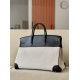 HERMES Birkin 40 Bag /CK89 Black/Silver Buckle/Saddle Leather/Canvas  