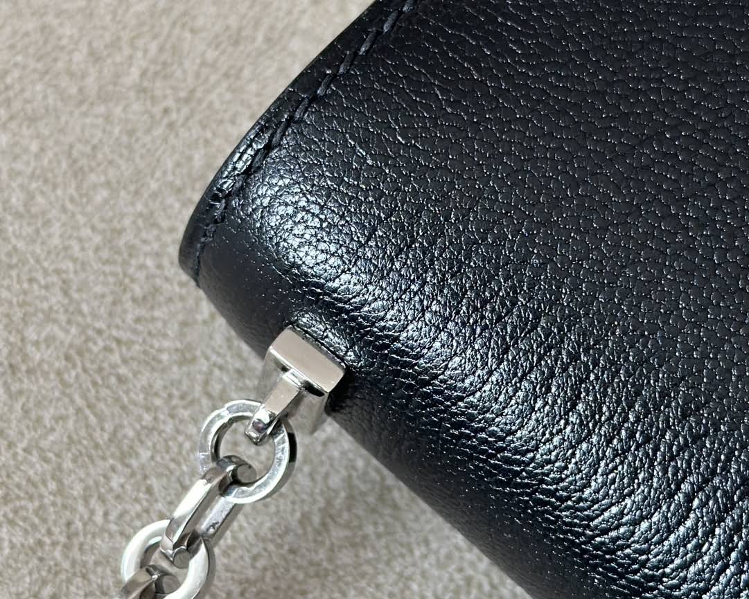 HERMES Verrou 17 Bag /CK89 Black/Silver Buckle/Goat Leather  