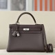 HERMES Kelly 32 Bag /4A Coffee Brown/Silver Buckle/Togo Leather  