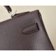 HERMES Kelly 32 Bag /4A Coffee Brown/Silver Buckle/Togo Leather  