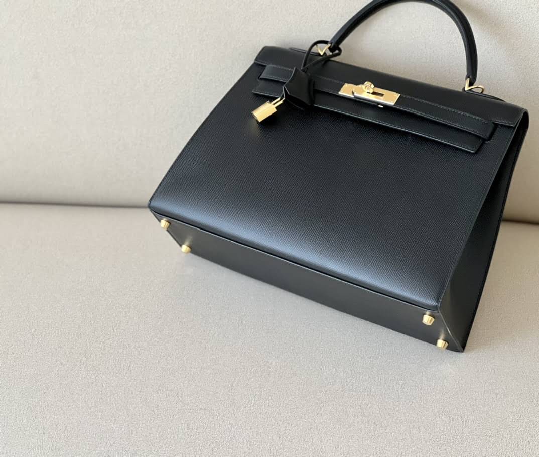 HERMES Kelly 32 Bag /CK89 Black/Gold Buckle/Epsom  