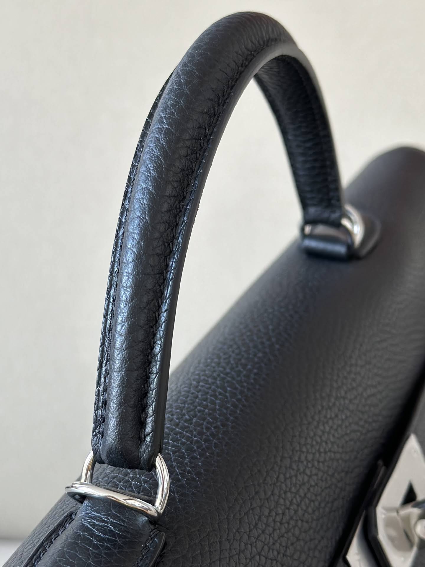 HERMES Kelly 50 Bag /CK89 Black/Silver Buckle/TC Leather  