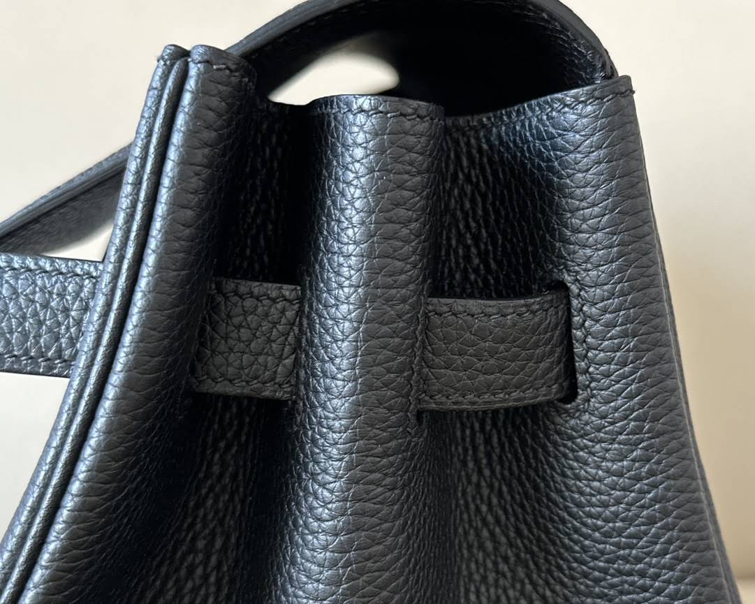 HERMES Kelly 50 Bag /CK89 Black/Silver Buckle/TC Leather  