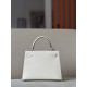 HERMES Kelly 25 Bag /Nata Cream White/Gold Buckle/Epsom Leather  