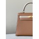 HERMES Kelly 25 Bag /CK37 Gold Brown/S2 Trench Gray/Gold Buckle/Epsom Leather  