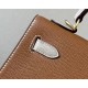 HERMES Kelly 25 Bag /CK37 Gold Brown/S2 Trench Gray/Gold Buckle/Epsom Leather  