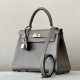 HERMES Kelly 25 Bag /CK18 Elephant Gray/Gold Buckle/Swift Leather  