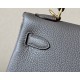 HERMES Kelly 25 Bag /8F Tin Gray/Gold Buckle/Togo Leather  