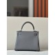 HERMES Kelly 25 Bag /8F Tin Gray/Gold Buckle/Togo Leather  