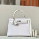 HERMES Kelly 25 Bag /09 Dreamy Purple/Nata Cream White/Matt Silver/Chevre Leather  