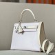 HERMES Kelly 25 Bag /09 Dreamy Purple/Nata Cream White/Matt Silver/Chevre Leather  