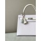 HERMES Kelly 25 Bag /09 Dreamy Purple/Nata Cream White/Matt Silver/Chevre Leather  