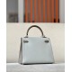 HERMES Kelly 25 Bag /80 Pearl Gray/CK18 Elephant Gray/Brushed Gold/Chevre  