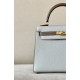 HERMES Kelly 25 Bag /80 Pearl Gray/CK18 Elephant Gray/Brushed Gold/Chevre  