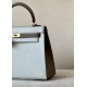 HERMES Kelly 25 Bag /80 Pearl Gray/CK18 Elephant Gray/Brushed Gold/Chevre  