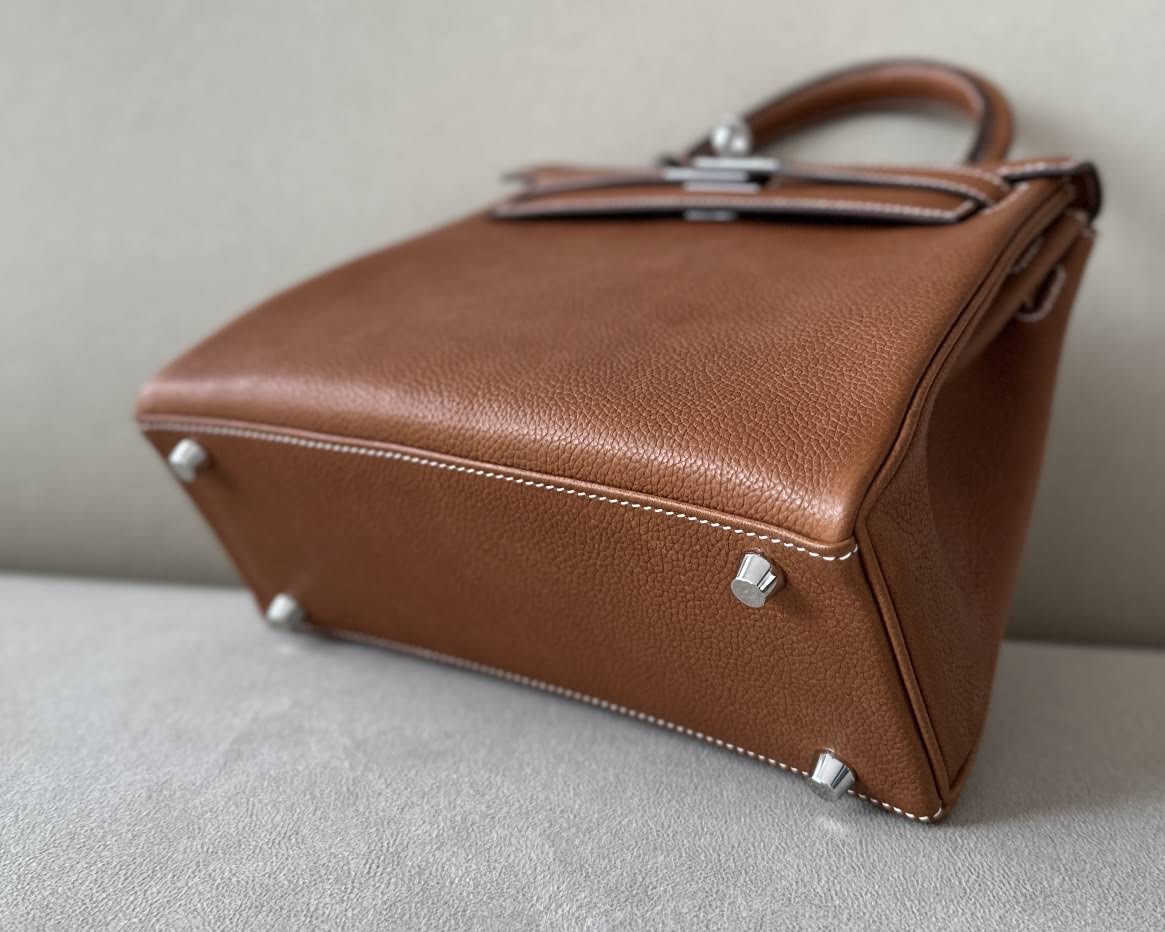 HERMES Kelly 25 Bag /CK37 Gold Brown/Silver Buckle/Faubourg Leather  